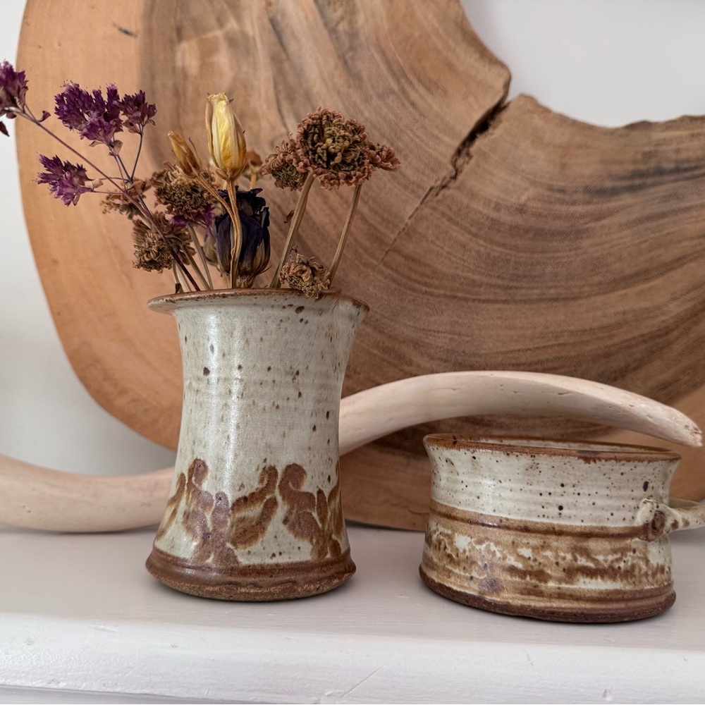 Handmade Studio Pottery Sugar&Creamer - Rustic Earth Tones